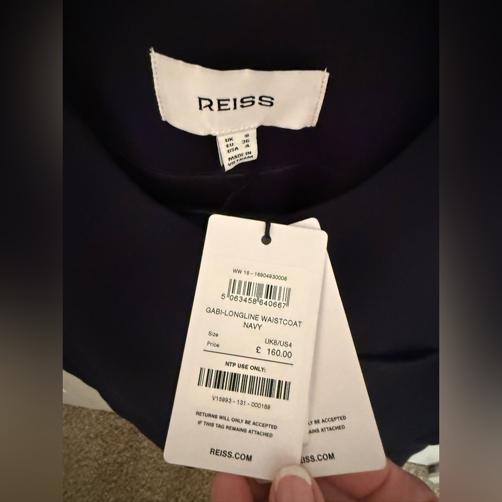 Reiss Black Vest with Gold Buttons - Picture 4 of 5